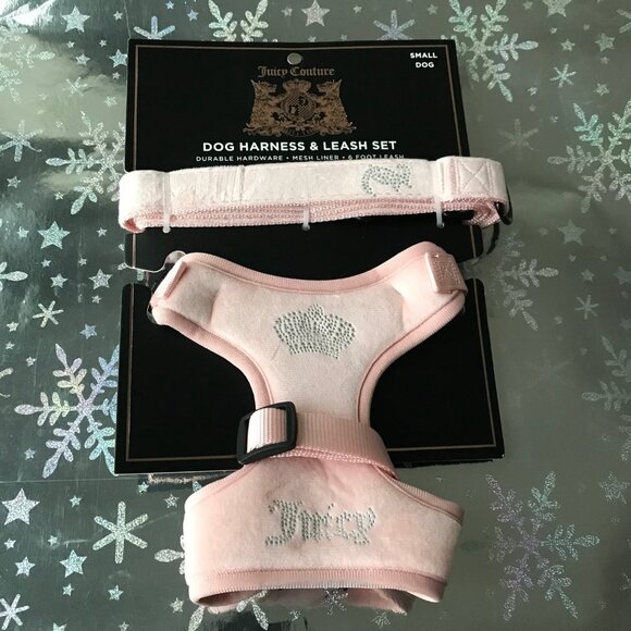 Juicy Couture Velour Light Pink Harness and Leash Set Mesh Liner Small - Picture 1 of 4